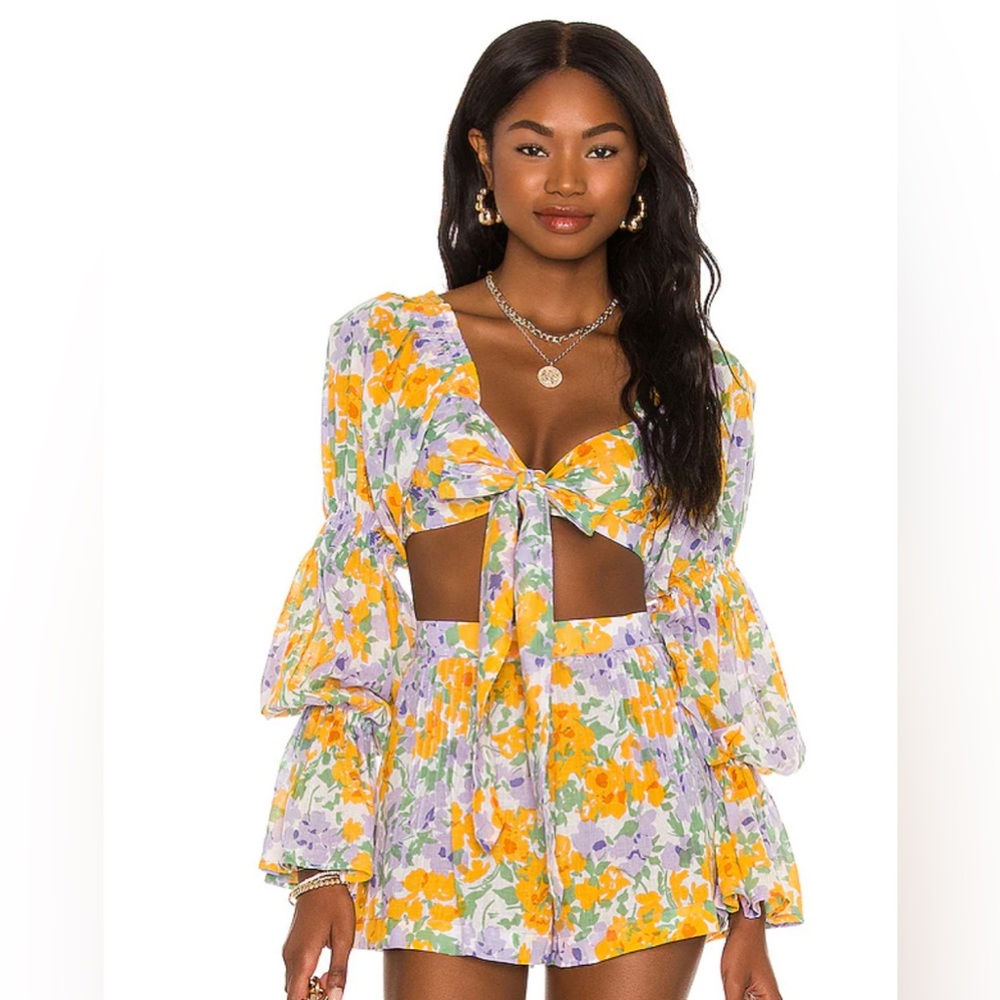 Lydia Top and Short in Periwinkle Floral. Originally sold separately.